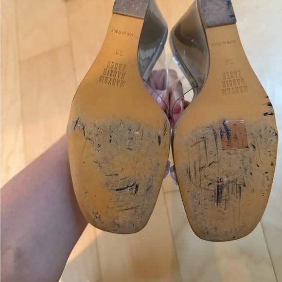 Maryam Nassir Zadeh Cream Wedge Sandals with Clear Straps - Picture 3 of 3